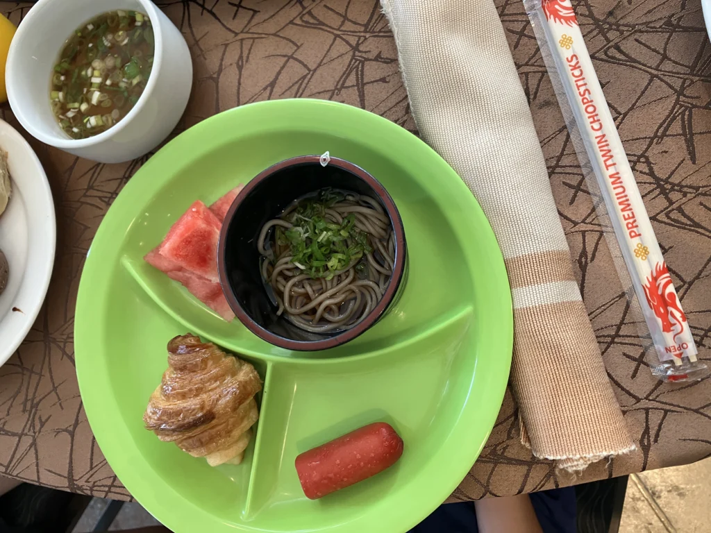 Soba noodles at the breakfast buffet